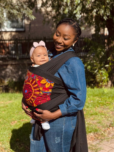 Babytragetuch mit afrikanischem Print / Baby sling / Tragetuch - Rot & Gelb Mandala Patchwork