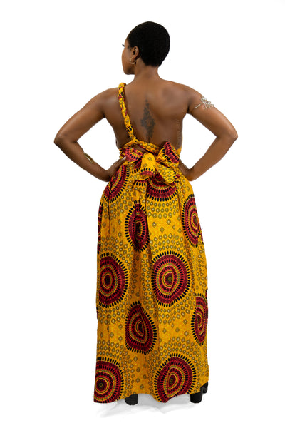 Afrikanischer Print  Infinity Multiway Maxikleid in / Orange Dotted Patterns