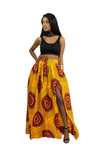 African print maxi skirt - Orange Dotted Patterns