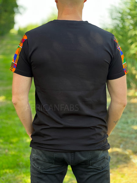 T-shirt avec détails d'imprimés africains - Kente sleeves and chest pocket