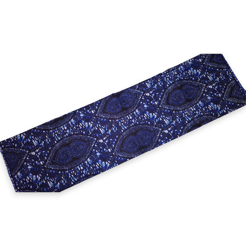 African Wax print fabric - Blue Hidden Leaf Relic - 100% cotton