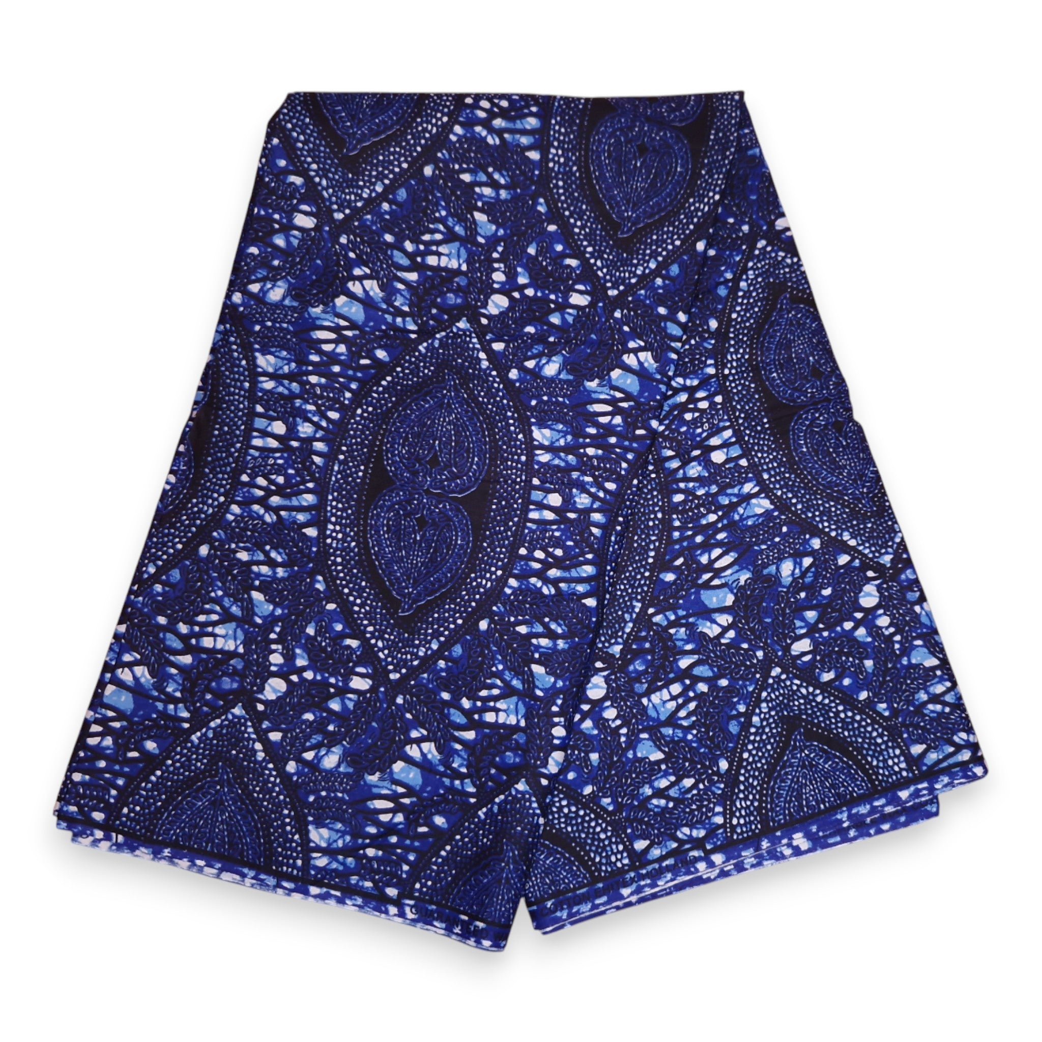 African Wax print fabric - Blue and Bronze Hidden Leaf Relic - 100% cotton