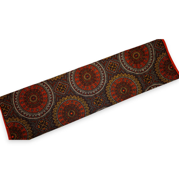 Afrikanischer Wax Print Stoff - Orange und Braun Sacred Circle Patterns - 100% Baumwolle