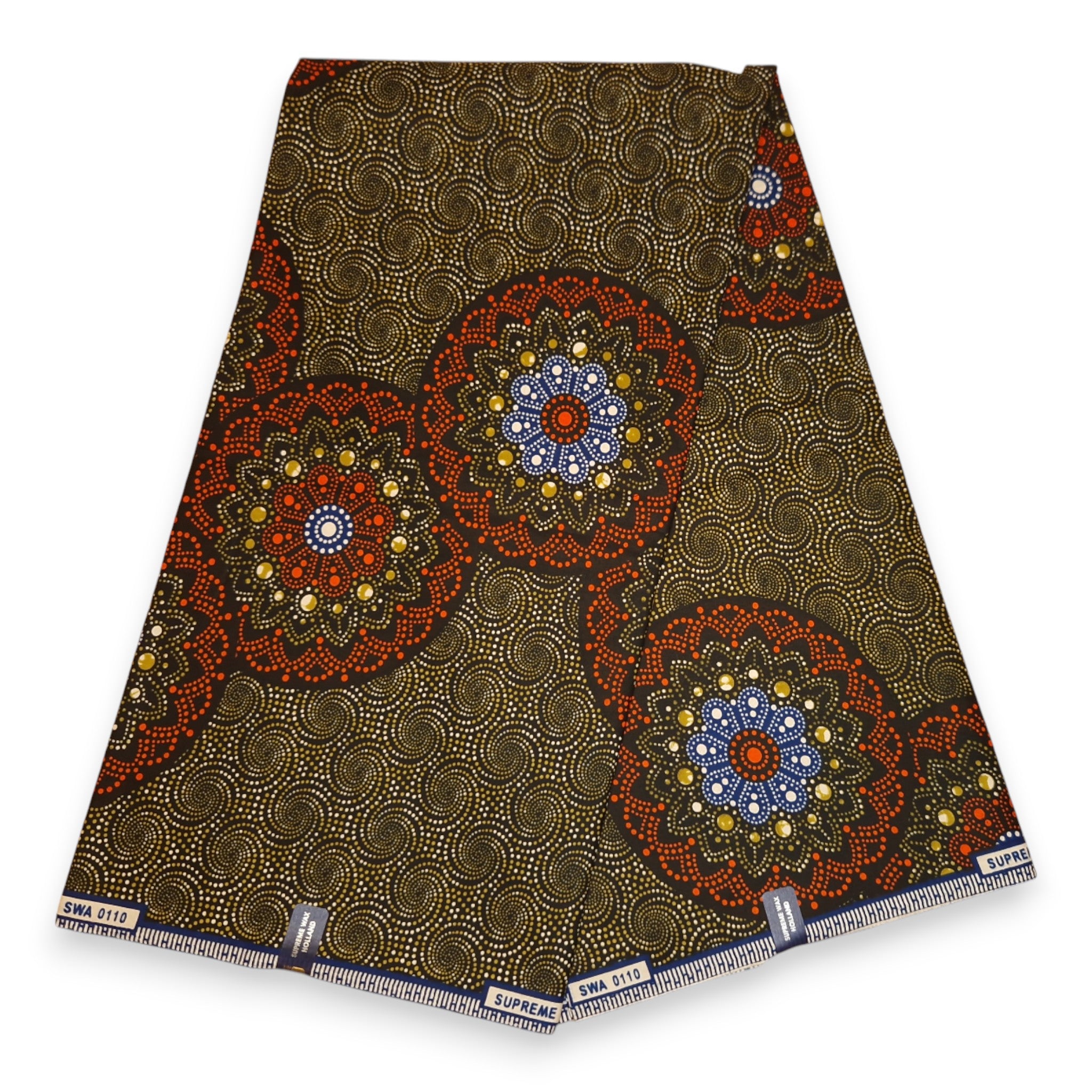 Afrikanischer Stoff - Orange dotted print - 100 % Baumwolle