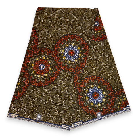 Afrikanischer Stoff - Orange dotted print - 100 % Baumwolle