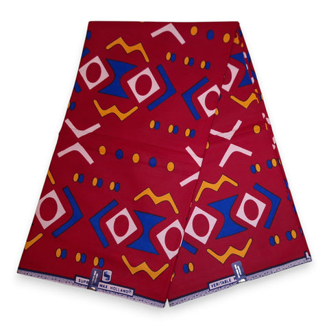 Tissu africain / tissu wax - Rouge Bogolan - 100 % coton