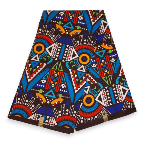 Afrikanischer Print Stoff - Blau Tribal Patterns - 100% Baumwolle