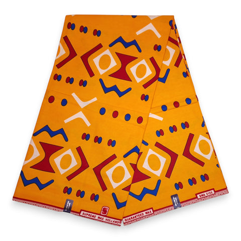 Tissu africain / tissu wax - Jaune Bogolan - 100 % coton