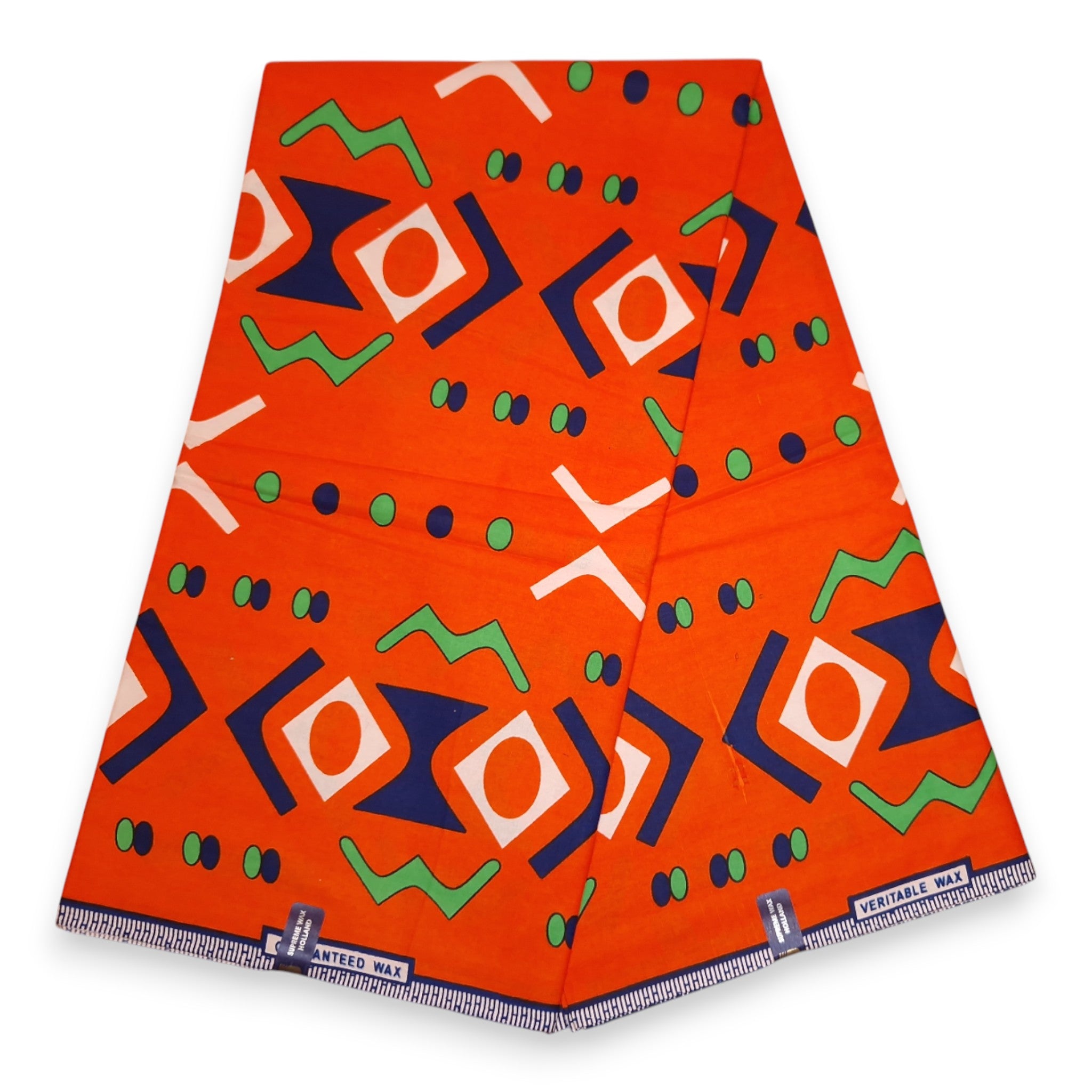 Afrikanischer Stoff - Orange Bogolan - 100 % Baumwolle