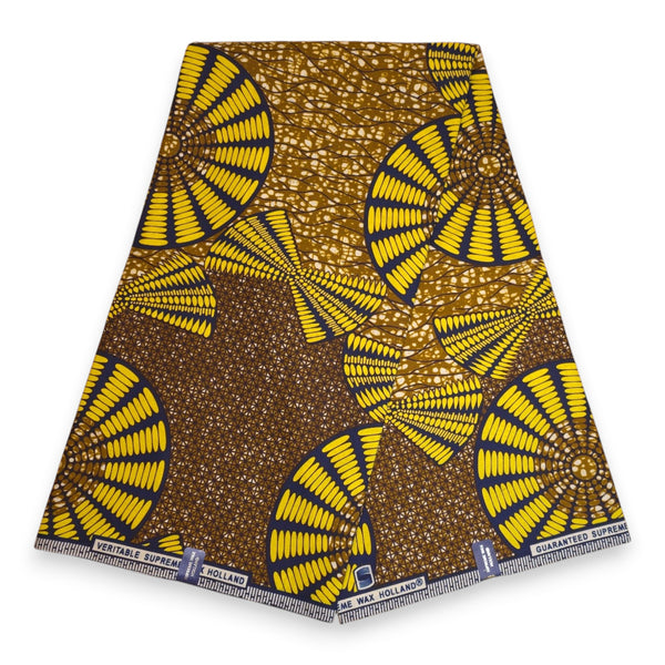 African Wax print fabric - Mustard Yellow Sun Disc - 100% cotton