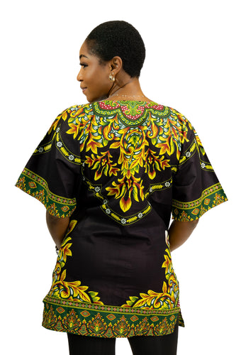 Dashiki Shirt / Dashiki Kleid - Schwarz - Afrikanisches Top - Unisex