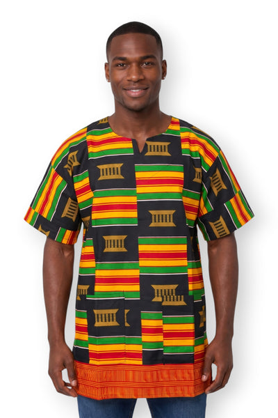 Chemise dashiki / Robe dashiki - Noir Pan Africa Kente - Top imprimé africain - Unisexe