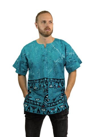 Chemise dashiki / Robe dashiki - Turquoise Kampala - Top imprimé africain - Unisexe