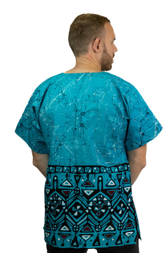 Turquoise Kampala Dashiki Shirt / Dashiki Dress - African print top