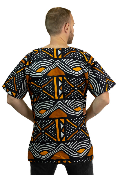 Dashiki Shirt / Dashiki Kleid - Schwarz Bogolan - Afrikanisches Top - Unisex