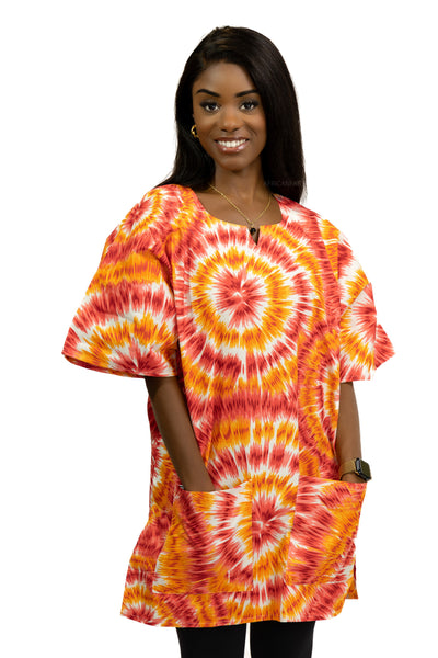 Chemise dashiki / Robe dashiki - Orange Tie-dye - Top imprimé africain - Unisexe