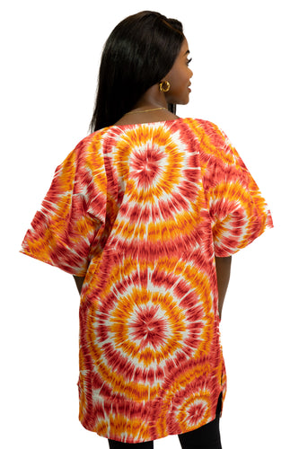 Dashiki Shirt / Dashiki Kleid - Orange Tie-dye - Afrikanisches Top - Unisex