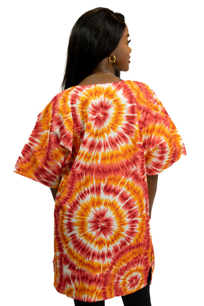 Dashiki Shirt / Dashiki Kleid - Orange Tie-dye - Afrikanisches Top - Unisex