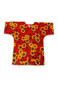 Red Flowers Dashiki Shirt / Dashiki Dress - African print top - Unisex