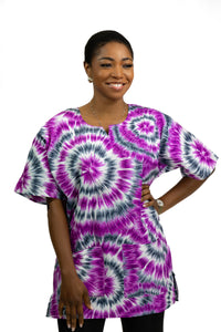 Dashiki Shirt / Dashiki Kleid - Lila Tie Dye - Afrikanisches Top - Unisex