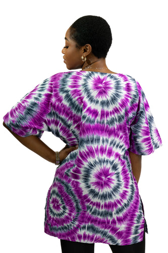 Chemise dashiki / Robe dashiki - Violet Tie Dye - Top imprimé africain - Unisexe