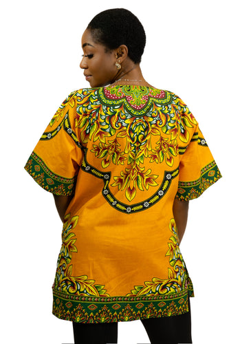 Orange Dashiki Shirt / Dashiki Dress - African print top - Unisex