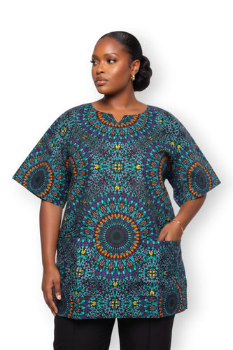 Chemise dashiki / Robe dashiki - Turquoise Violet Ocean Eye - Top imprimé africain - Unisexe