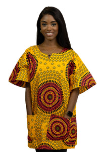 Chemise dashiki / Robe dashiki - Orange Dotted Patterns - Top imprimé africain - Unisexe