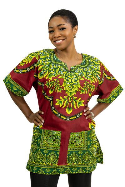 Dashiki Shirt / Dashiki Kleid - Rot - Afrikanisches Top - Unisex