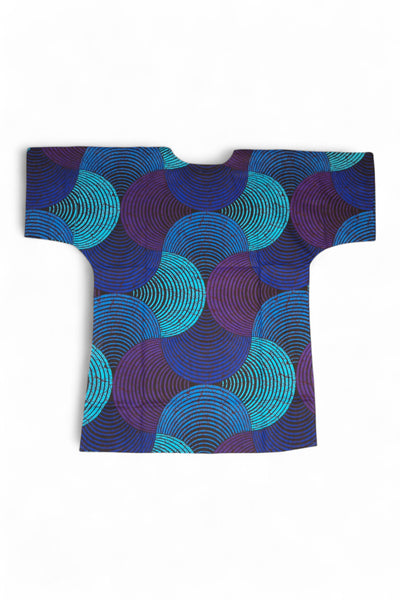 Blue & Turquoise Concentric Circle Design Dashiki Shirt / Dashiki Dress - African print top - Unisex