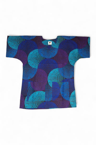 Blue & Turquoise Concentric Circle Design Dashiki Shirt / Dashiki Dress - African print top - Unisex
