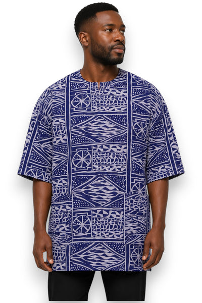 Dashiki Shirt / Dashiki Kleid - Blau Ndop Cameroon - Afrikanisches Top - Unisex