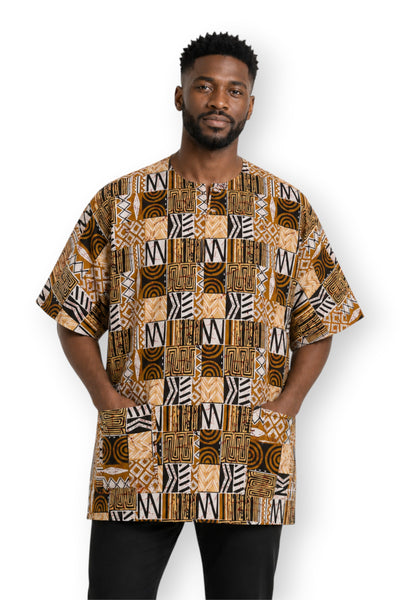 Chemise dashiki / Robe dashiki - Sable Bogolan Mosaic - Top imprimé africain - Unisexe