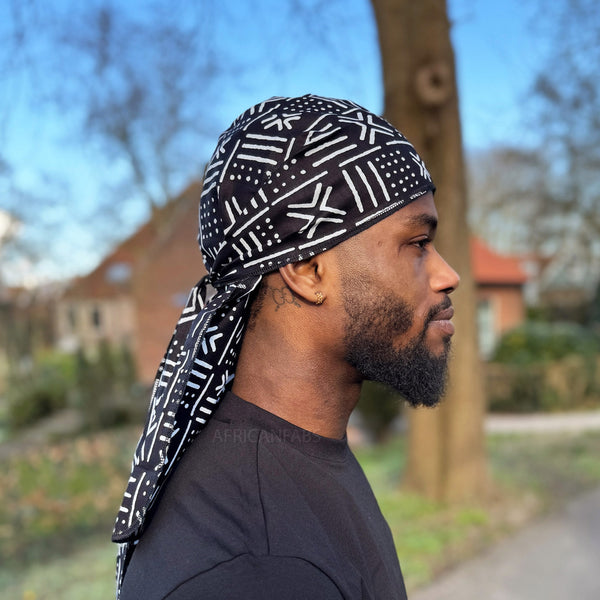 Durag / Du-rag / Do-rag / Bandana - Unisex - Black Bogolan