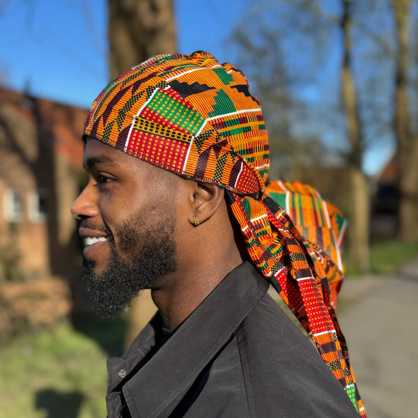 Durag / Bandana - Unisexe - Jaune / vert Kente