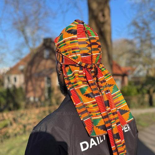 Durag / Du-rag / Do-rag / Bandana - Unisex - Yellow / green Kente