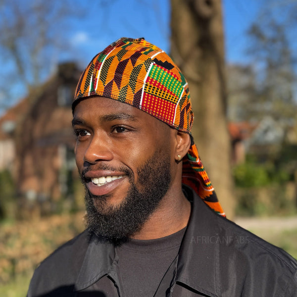 Durag / Du-rag / Do-rag / Bandana - Unisex - Yellow / green Kente