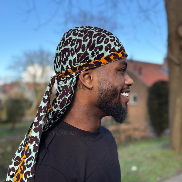 Durag / Du-rag / Bandana - Unisex - Orange Leopard