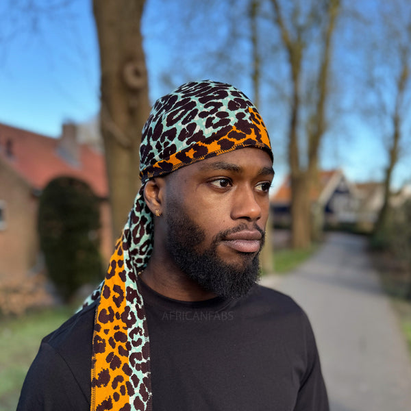 Durag / Du-rag / Bandana - Unisex - Orange Leopard