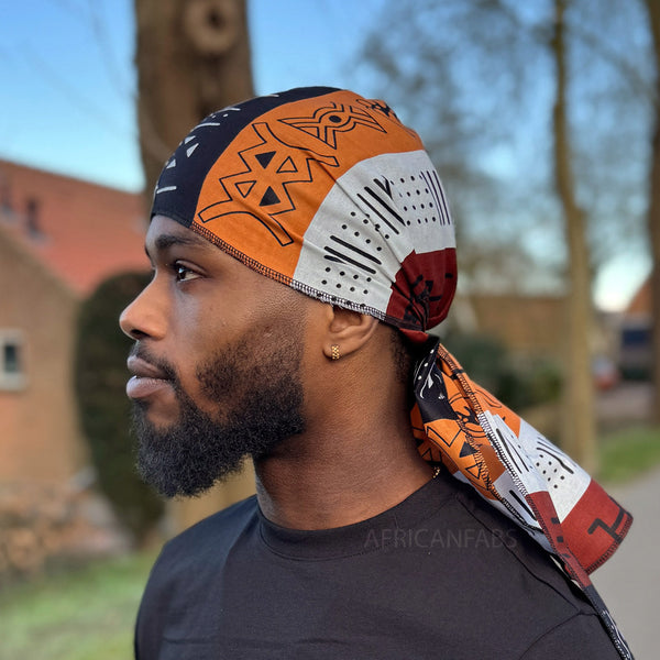 Durag / Bandana - Unisexe - Marron foncé Bogolan