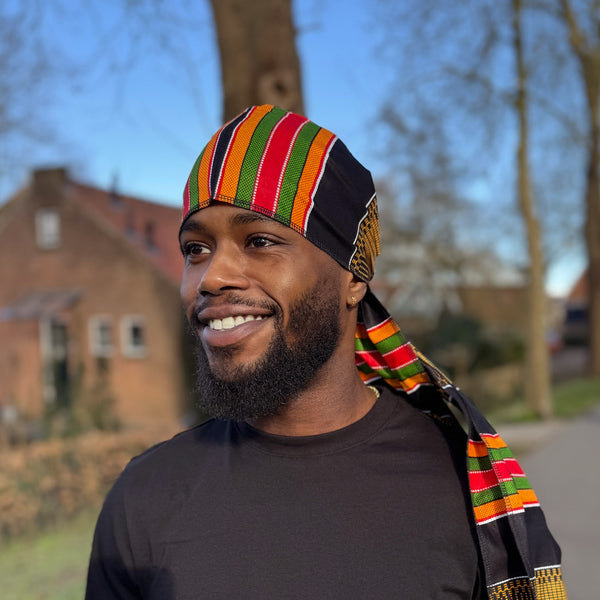 Durag / Du-rag / Bandana - Unisex - Schwarz Pan African kente