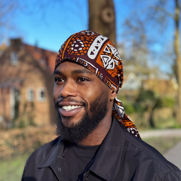 Durag / Du-rag / Bandana - Unisex - Braune Muster Bogolan