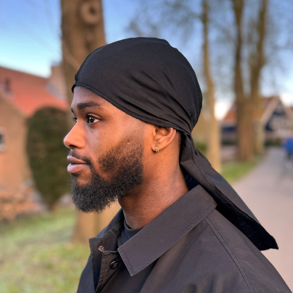 Durag / Du-rag / Bandana - Unisex - Schwarz Baumwolle