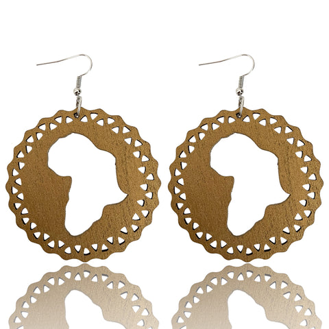 Wooden Earrings | Africa circle