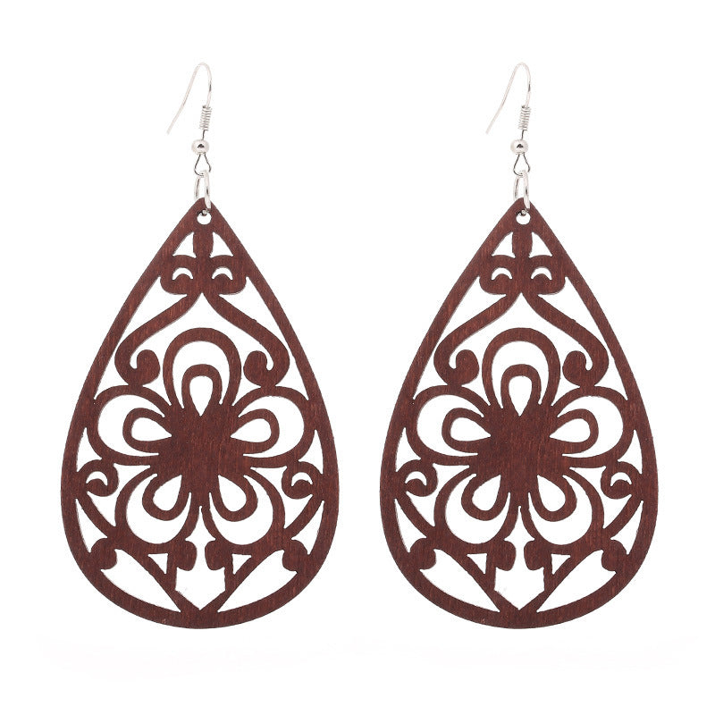 Imprimé africain Boucles d'oreilles | Boucles d'oreilles en bois avec symbole brunes