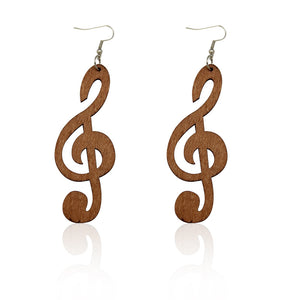 Wooden Earrings | Music G Clef