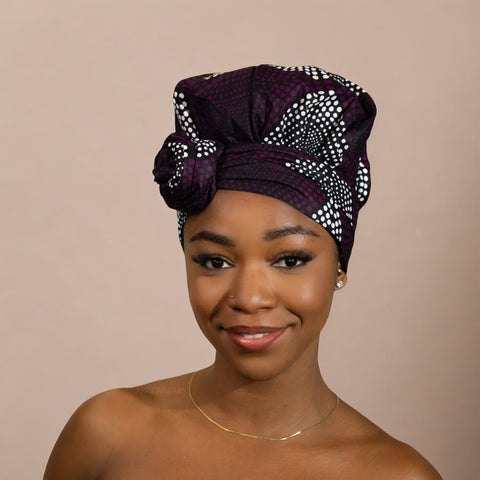 Easy headwrap / einfaches Kopftuch - Satinfutter - Lila Diamonds