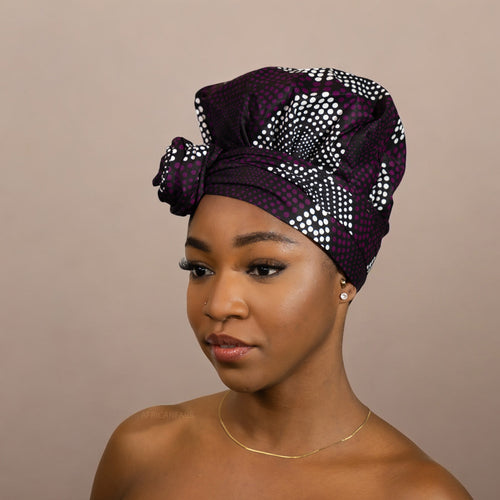 Easy headwrap / einfaches Kopftuch - Satinfutter - Lila Diamonds