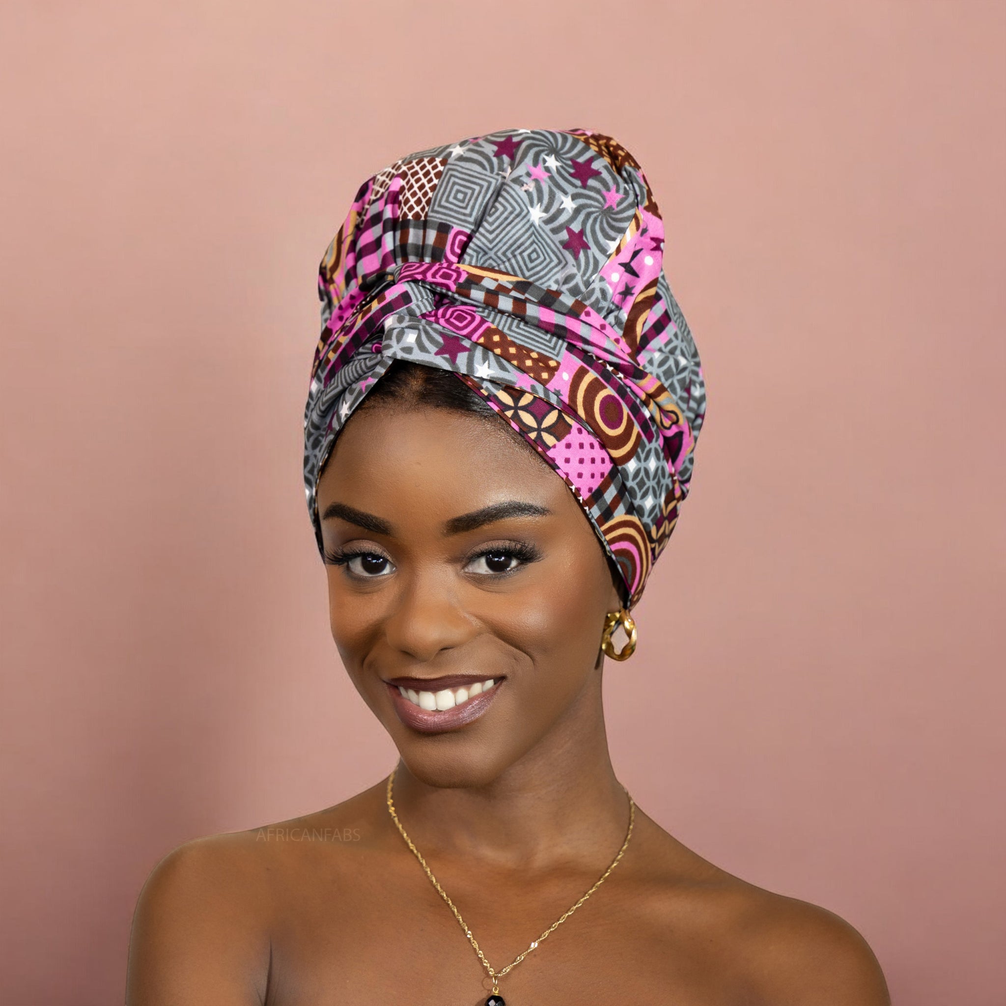 Easy headwrap - Satin lined hair bonnet - Pink