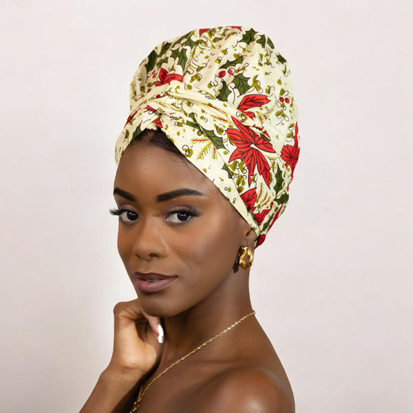 Easy headwrap - Satin lined hair bonnet - Cream color